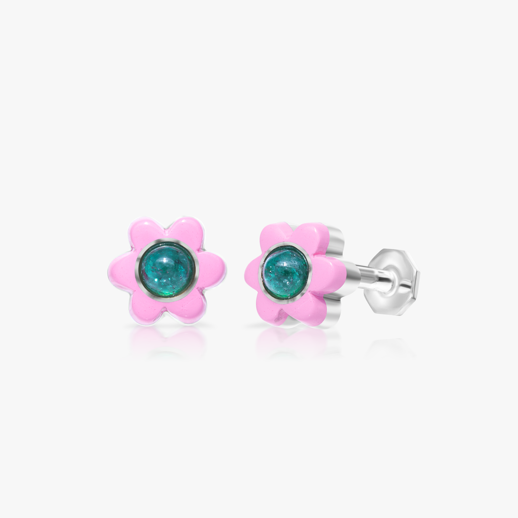 Flower Enamel Earrings,Kids