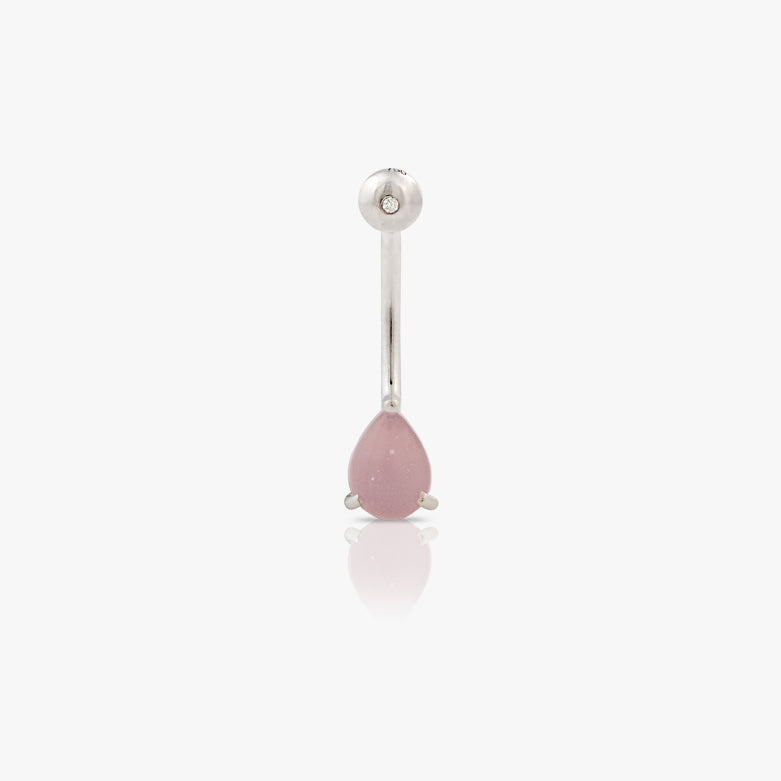 Rose Quartz And Diamond Belly Button Navel Stud Body