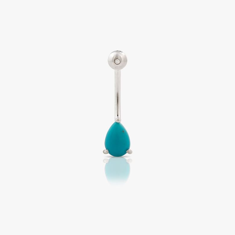 Turquoise Stone And Diamond Belly Button Navel Stud Body