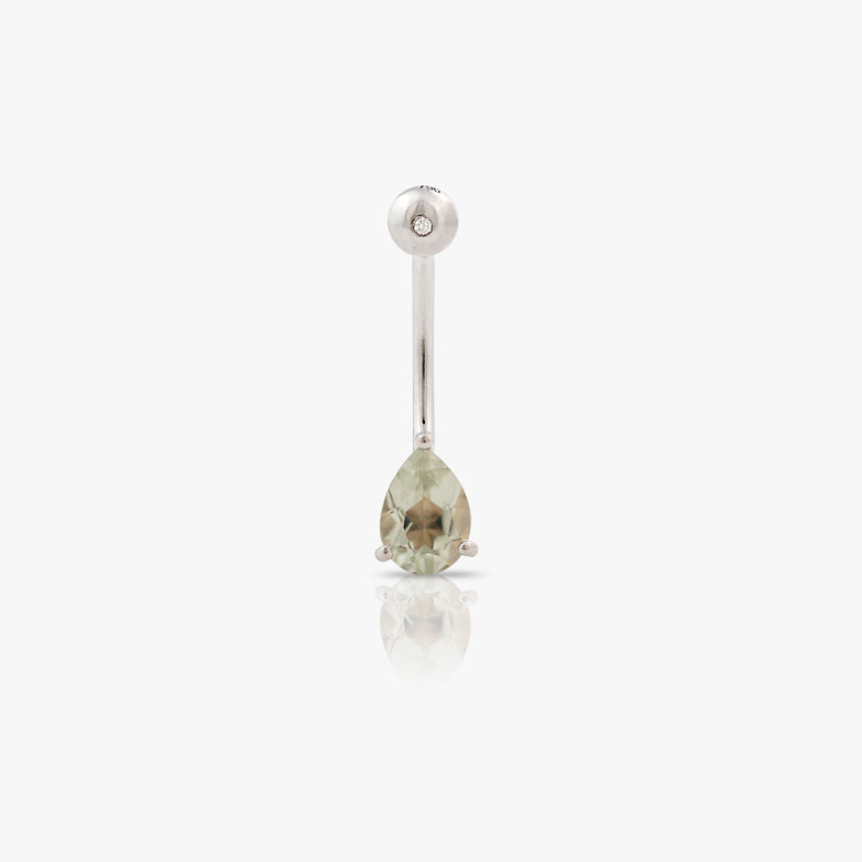 Green Amethyst And Diamond Belly Button Navel Stud Body