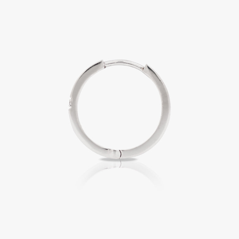 13mm Hoop earring with Diamond , white Gold Piercing