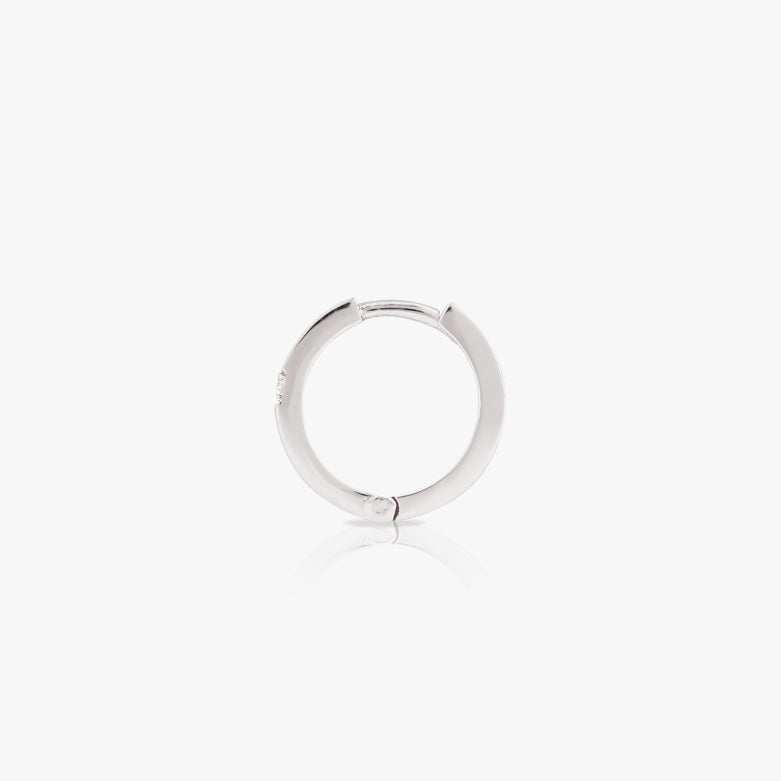 8mm Hoop earring with Diamond , white Gold