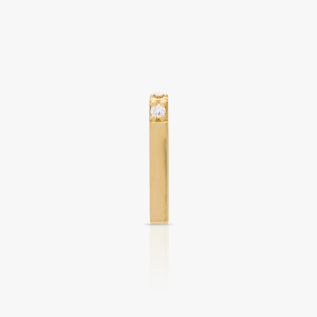 8mm Square Bar Piercing, Yellow Gold with Diamonds