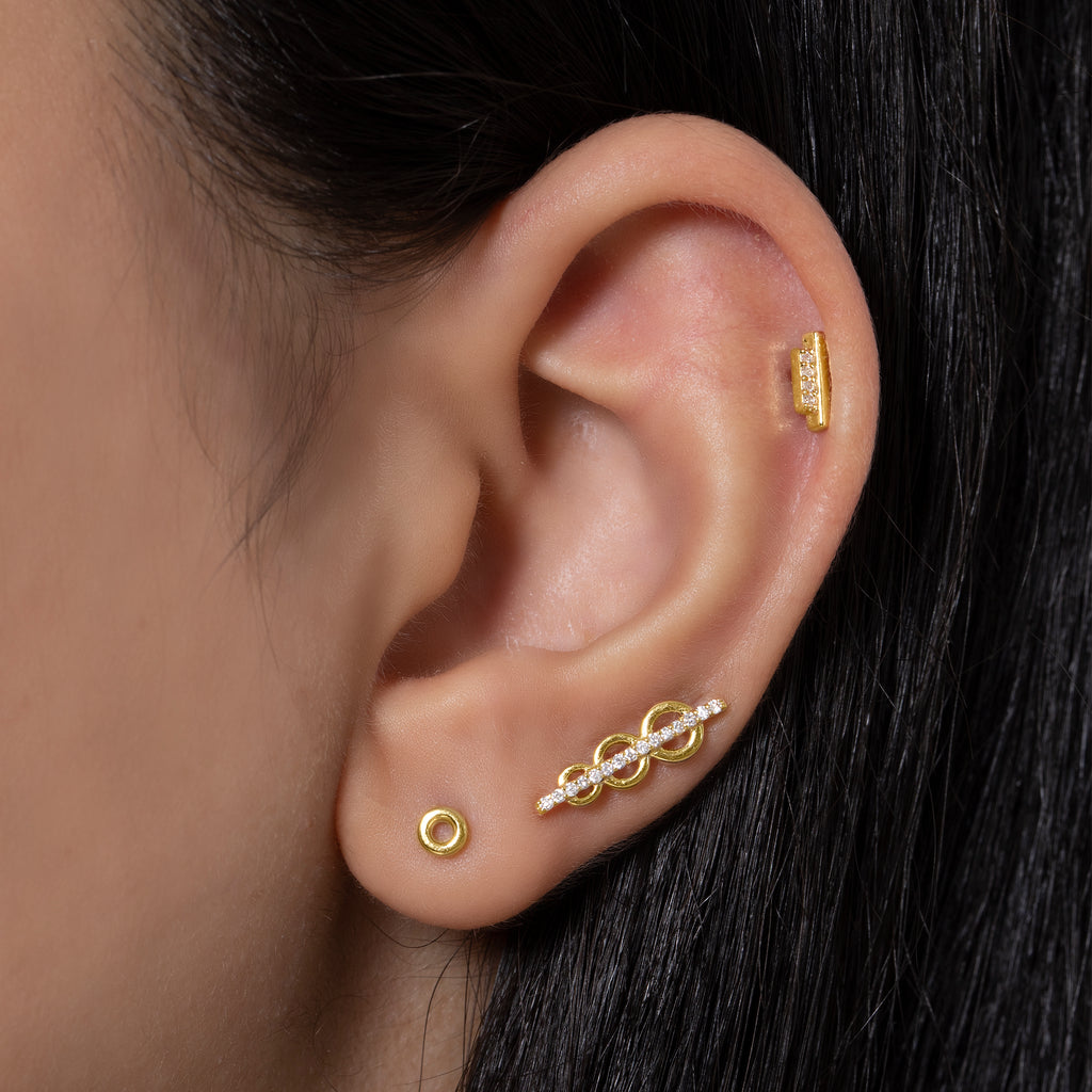11mm Violin Piercing, Yellow Gold with Diamonds