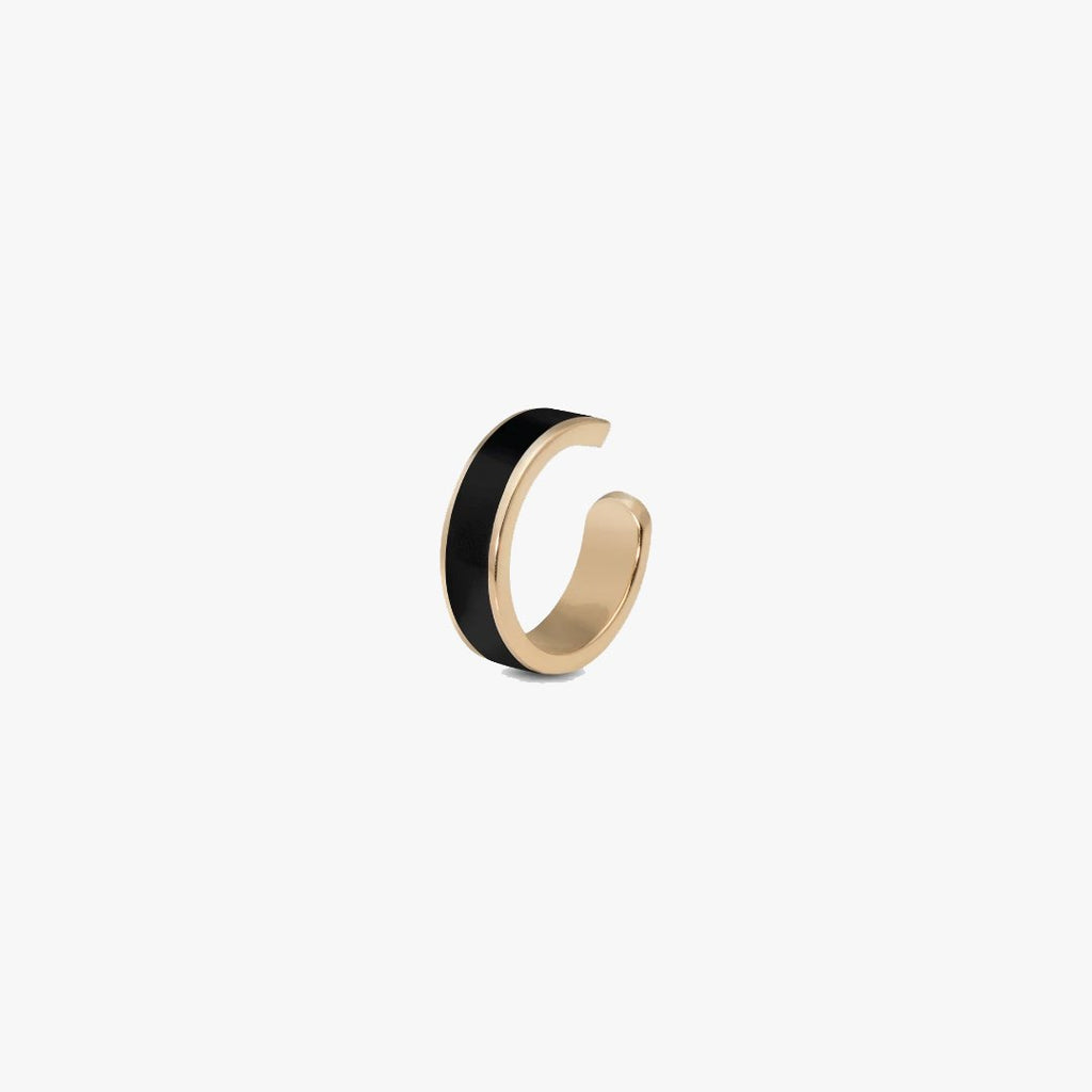 Gold Cuff Earring with Enamel, Black