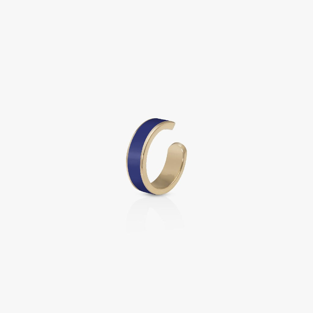 Gold Cuff Earring with Enamel, Blue Royal