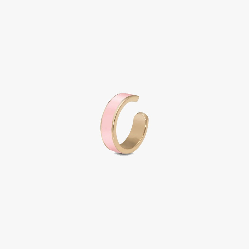 Gold Cuff Earring with Enamel, Pink