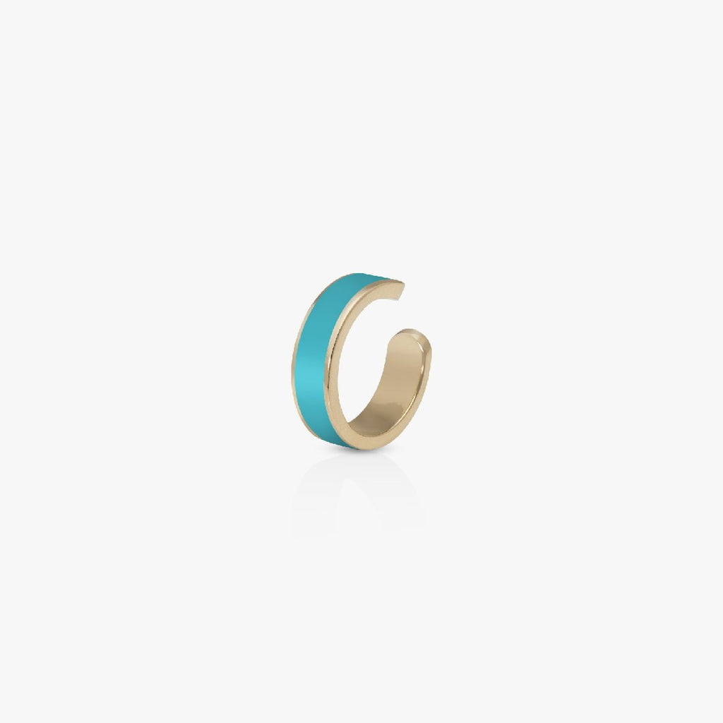 Gold Cuff Earring with Enamel, Turquoise