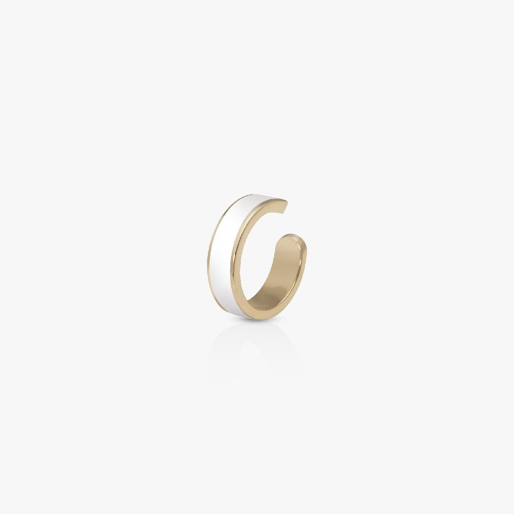 Gold Cuff Earring with Enamel, White