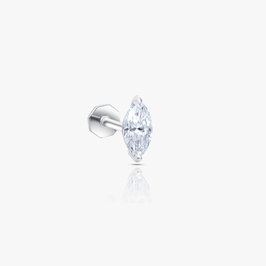 Marquise Diamond Piercing, White Gold , Small