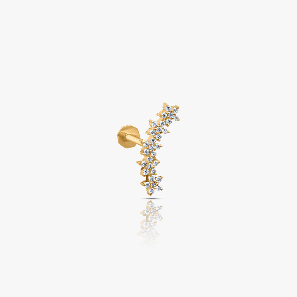 Arch 5 Star Piercing Yellow Gold With Diamond