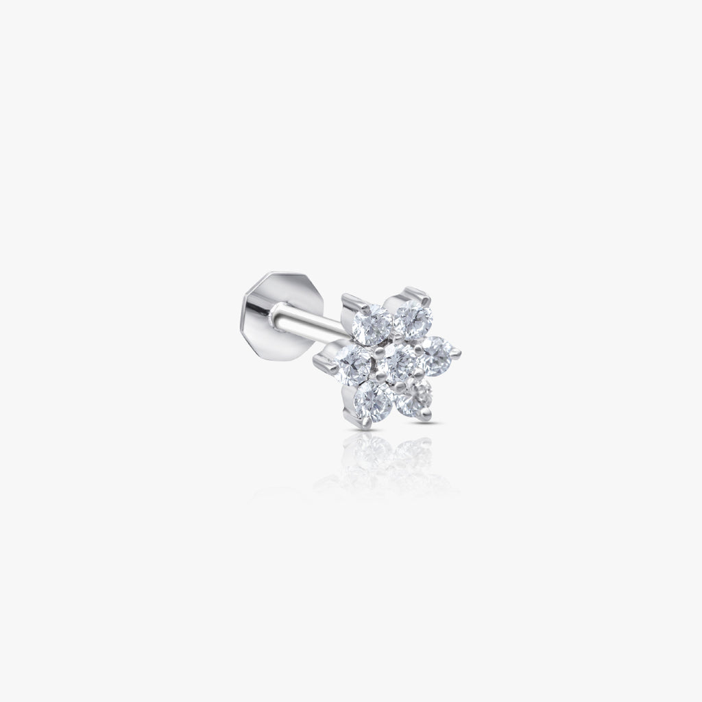 Daisy Piercing, White Gold with Diamond, Medium